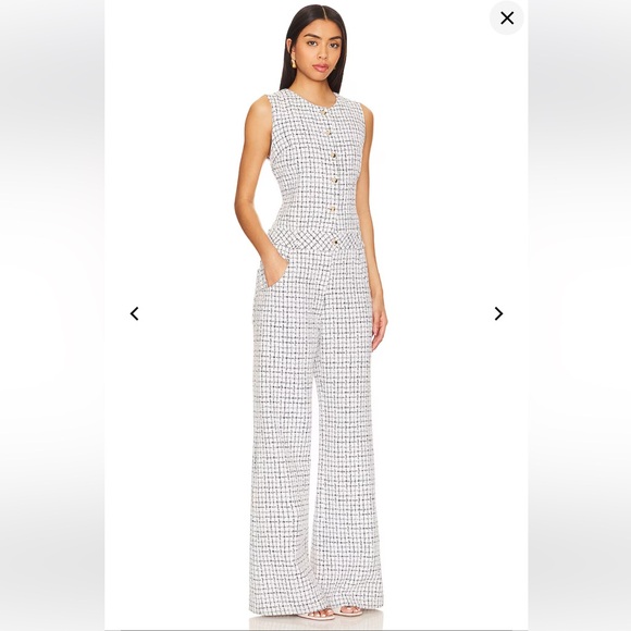 NEW Amanda Uprichard Tori Tweed Jumpsuit Back and White Size XS - Picture 1 of 9